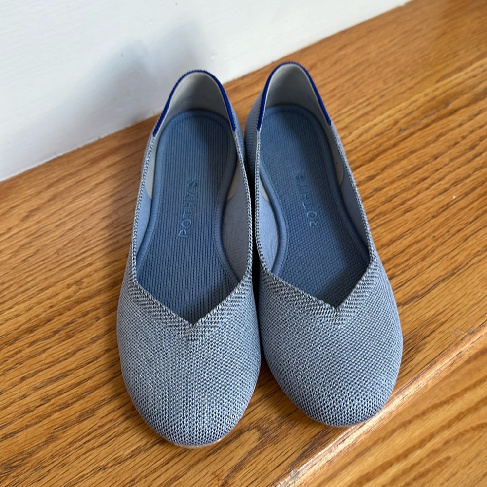 EUC Rothy’s The Flat, shimmery sky blue, 6.5